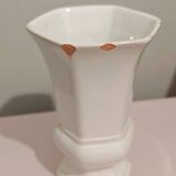 Hexagonal earthenware vase from Moustiers signed