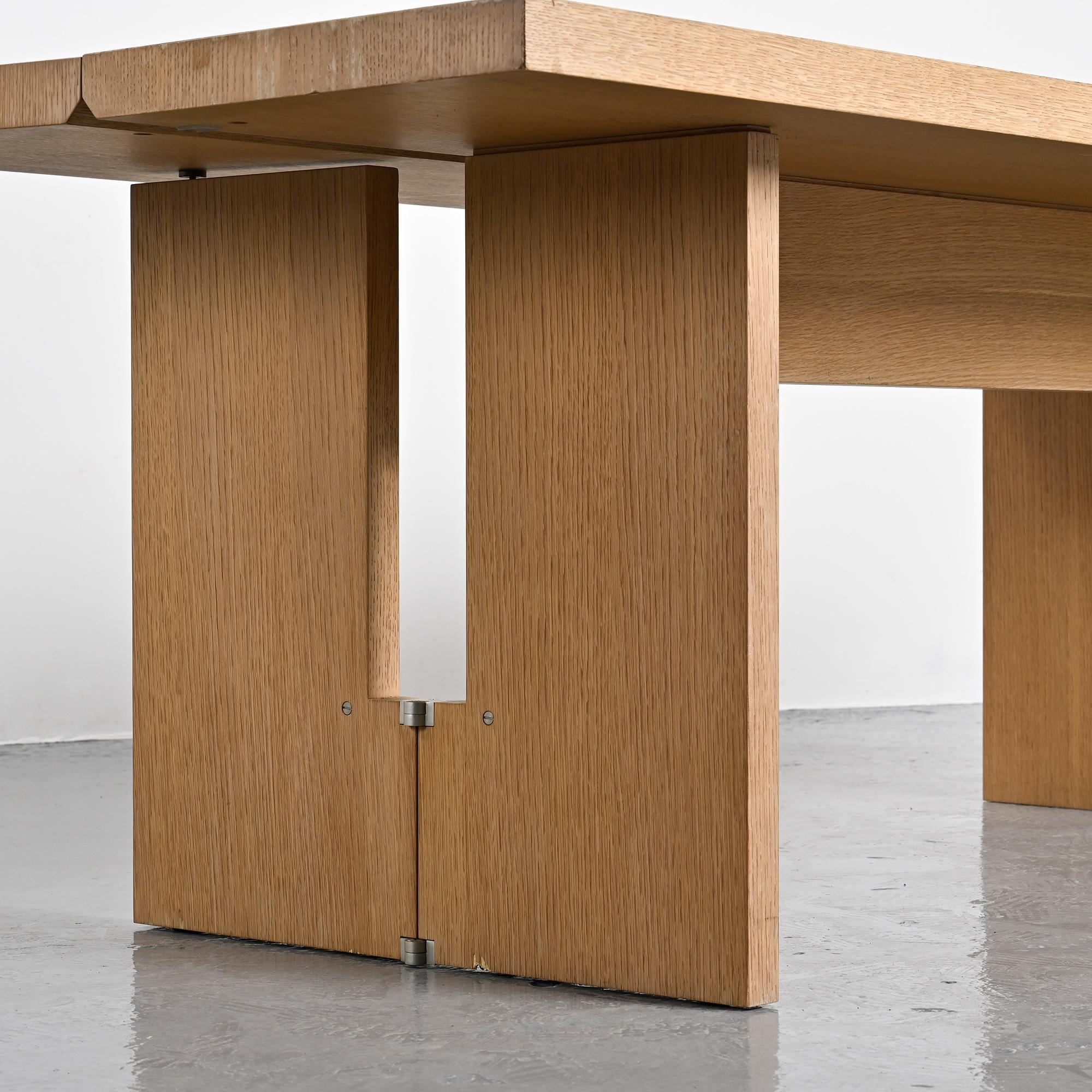 Console extensible dining table in cerused wood, 20th century