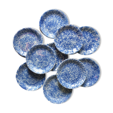 Lot of 10 plates with blue speckled blue Ceraminter