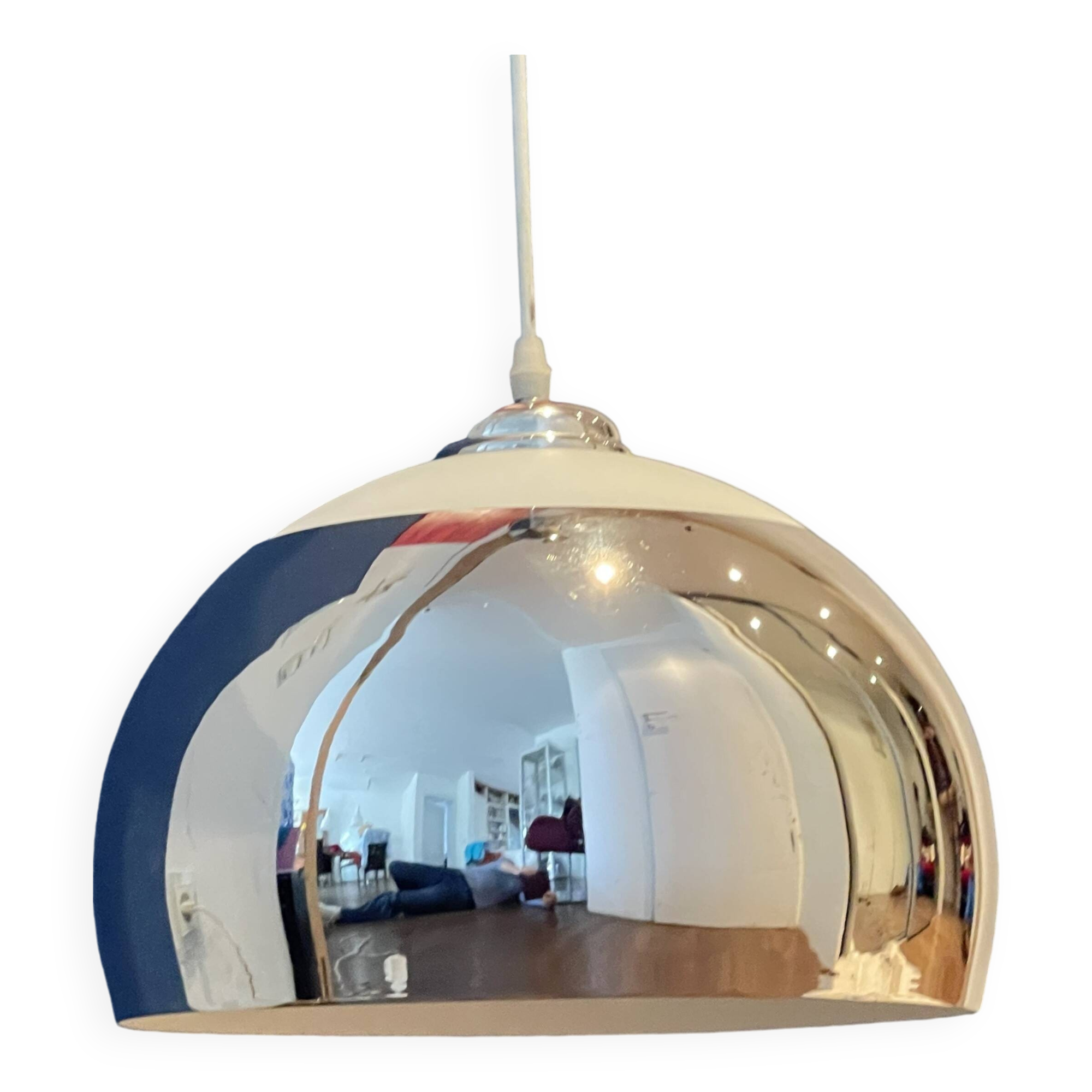 Suspension Space Age Verre et métal chromé,1990