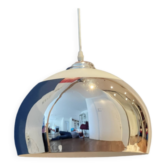 Space Age Glass and Chromed Metal Pendant Light, 1990