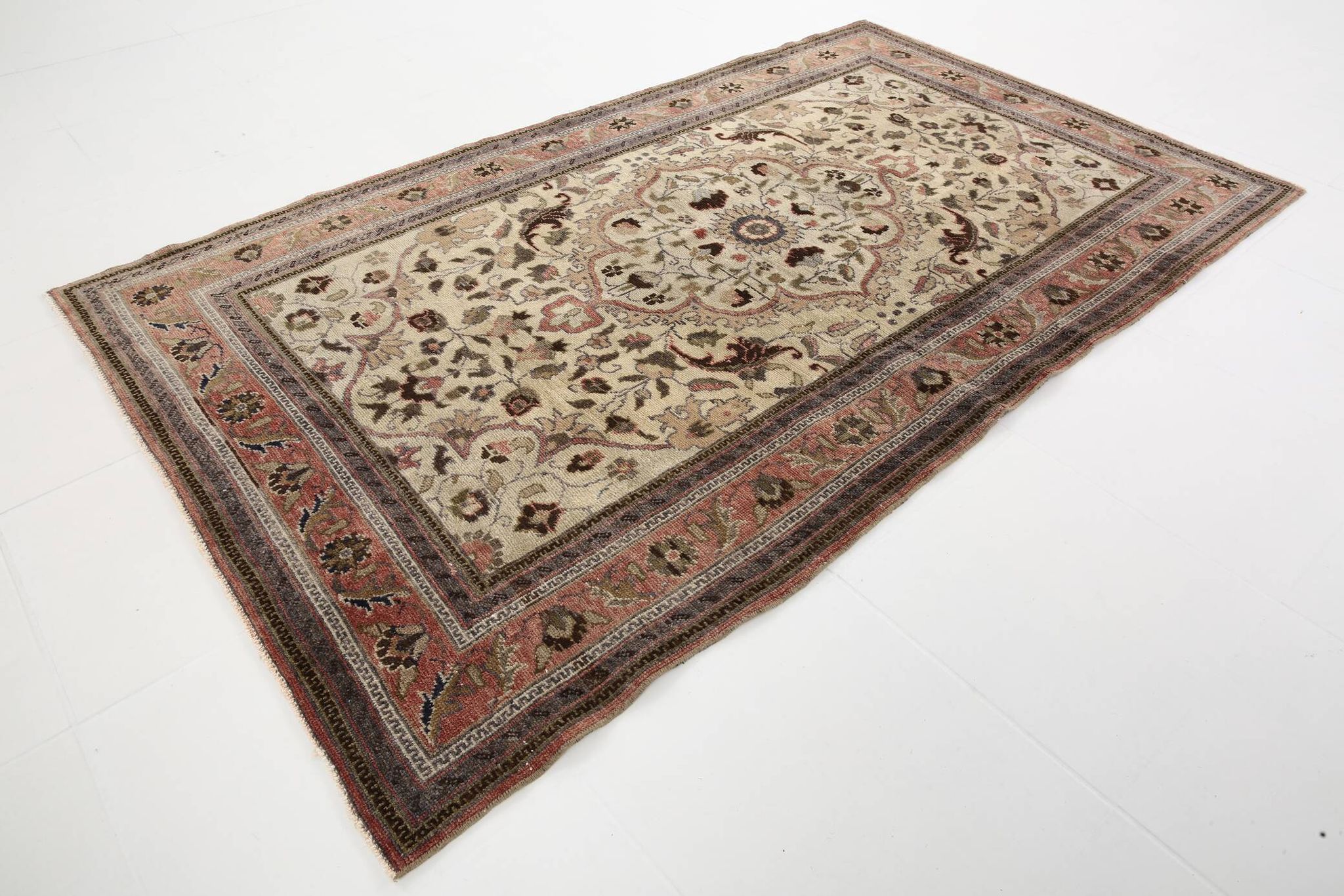 4x7 Brown Floral Vintage Persian Rug, 130x215Cm SK 2606