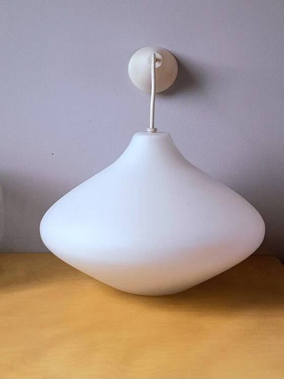 Scandinavian opaline glass onion pendant light 1950
