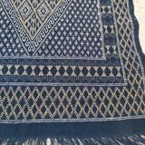 Hand-woven blue carpet in pure wool