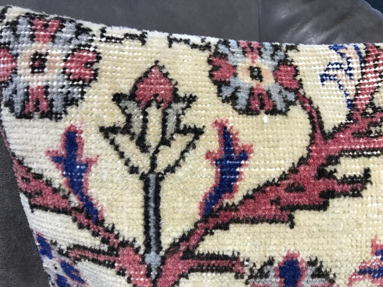 Handmade faded lumbar carpet pillow 40x60cm