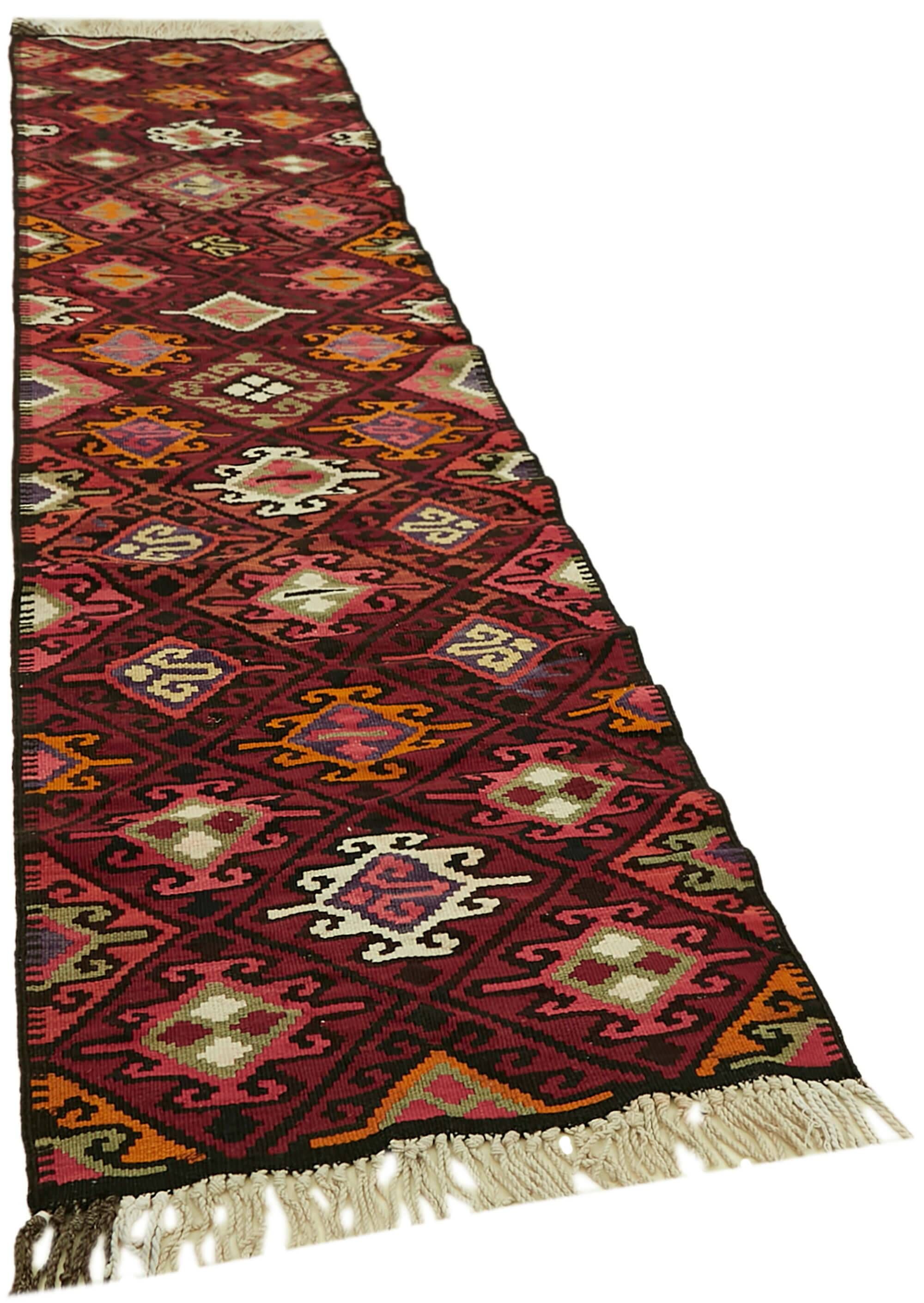 Turkish Handwoven Vintage Herki Kilim 84 cm x 345 cm