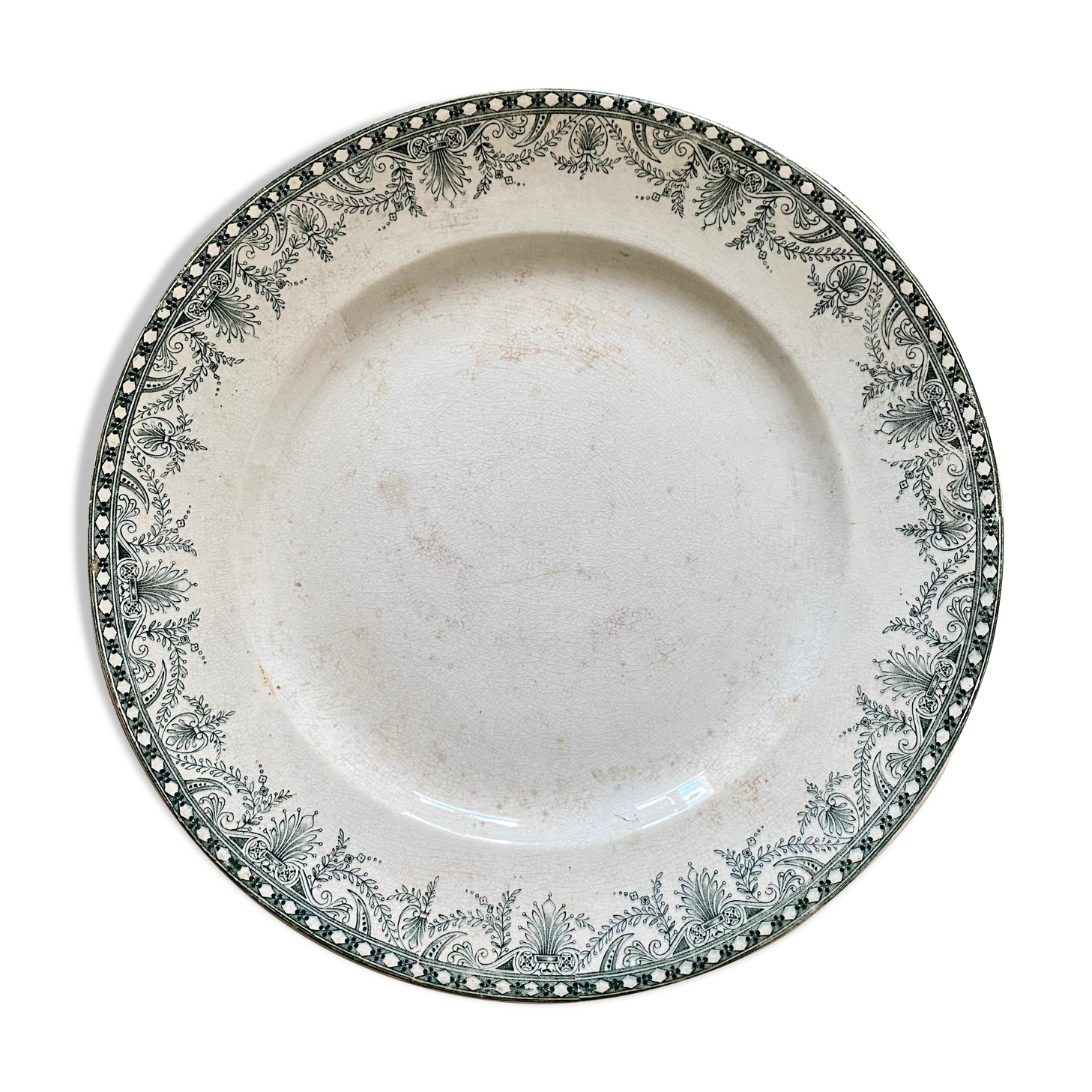 Old earthenware dish Moulin des loups and Hamage