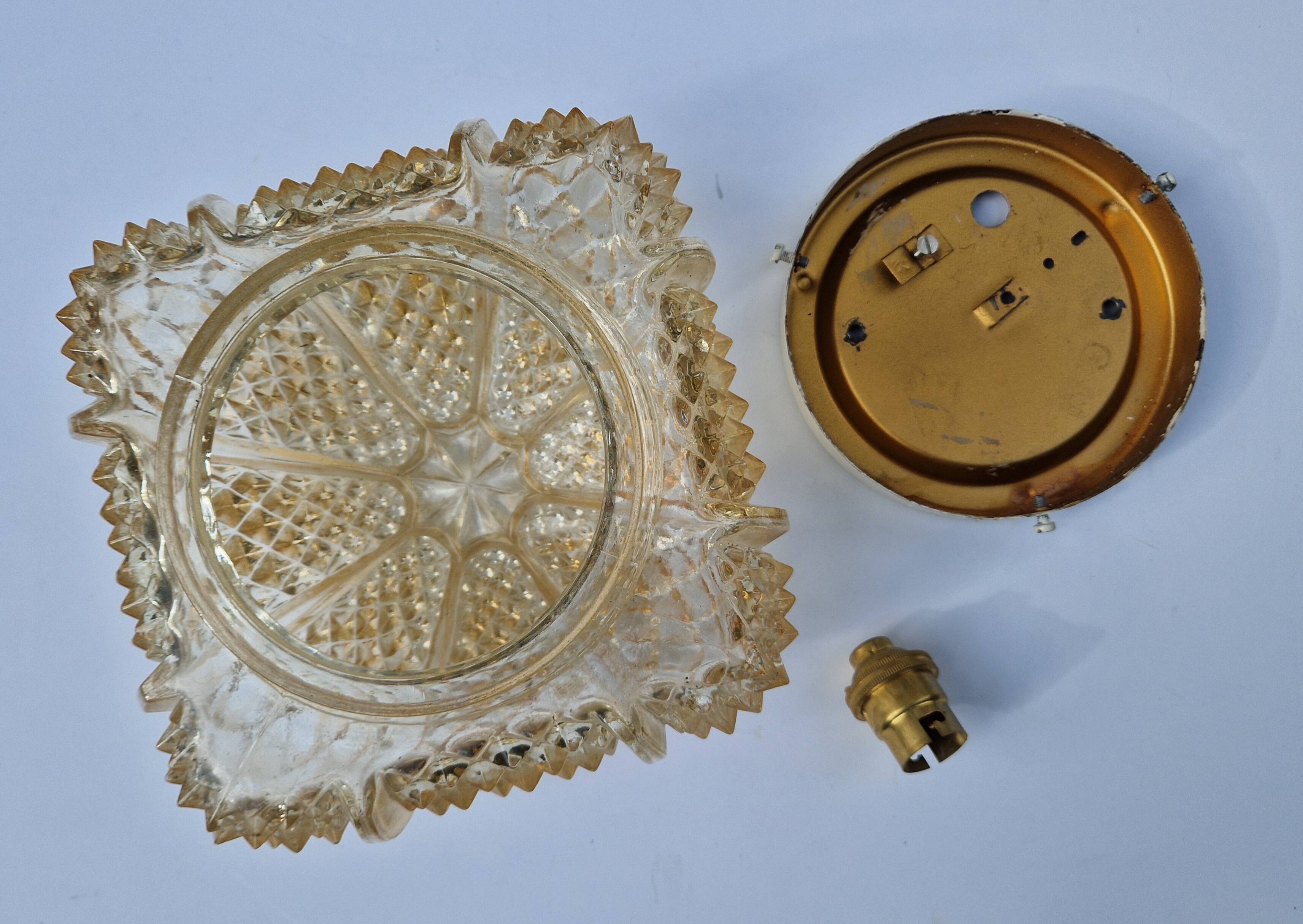 Glass ceiling light, vintage 1970