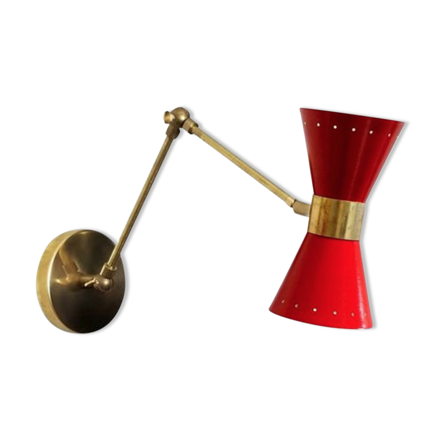 Wall lamp diabolo articulable arm red