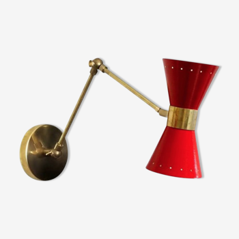 Wall lamp diabolo articulable arm red