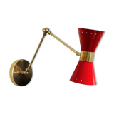 Wall lamp diabolo articulable arm red