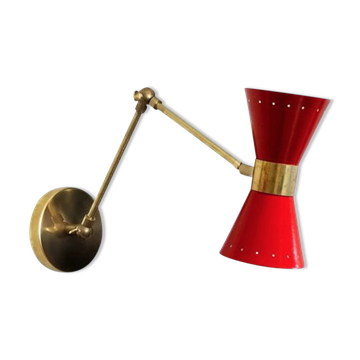 Wall lamp diabolo articulable arm red