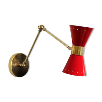 Wall lamp diabolo articulable arm red