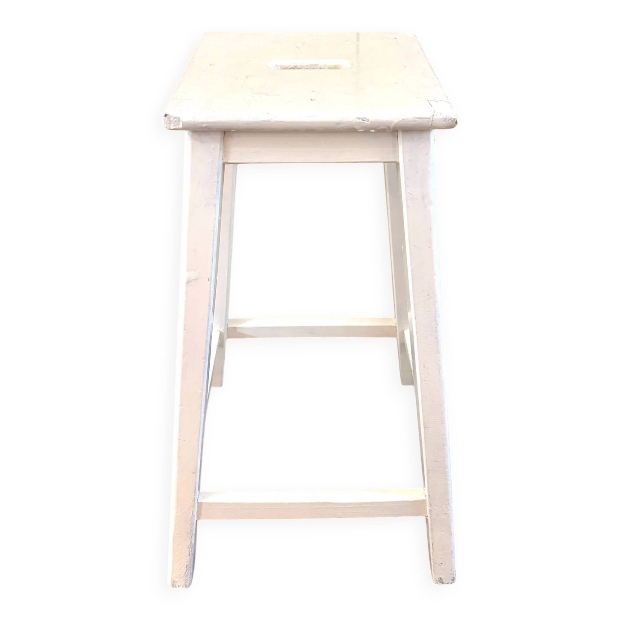 Tabouret haut, sellette en bois écru