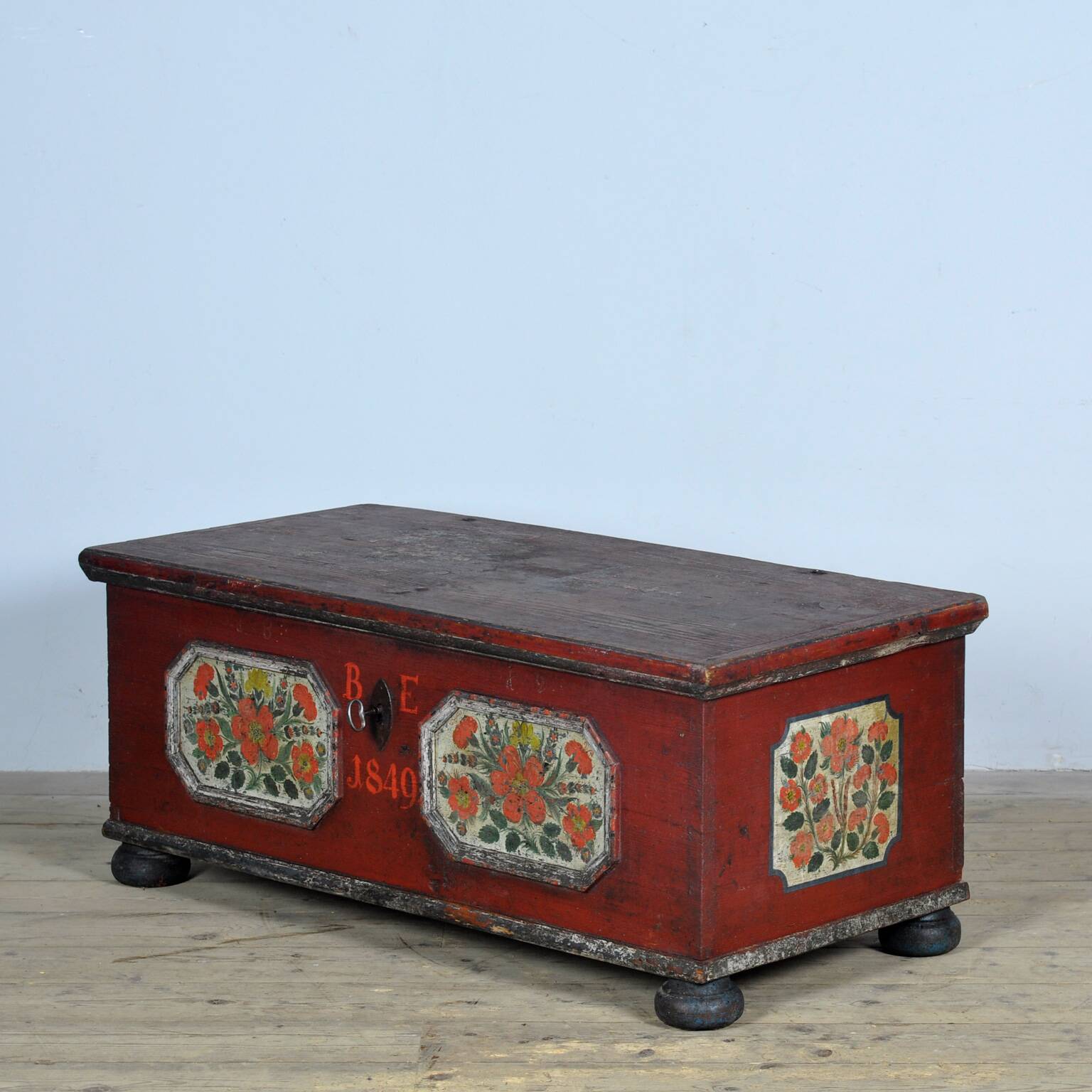 Folk art wedding chest from 1849