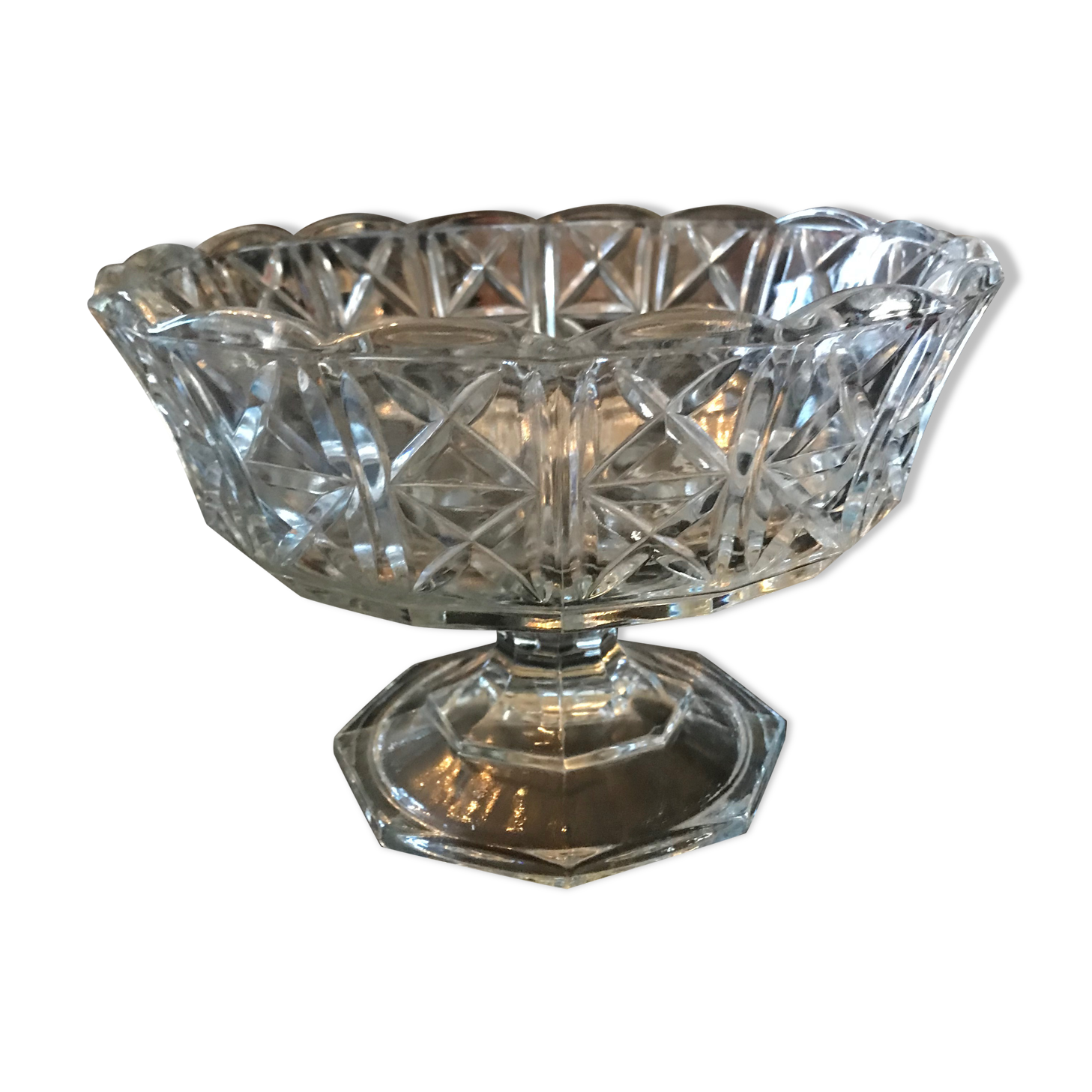 Pop-up Christmas 2022 Compotier in cut crystal mid-twentieth