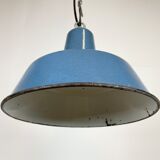 Industrial blue enamel pendant lamp, 1960s