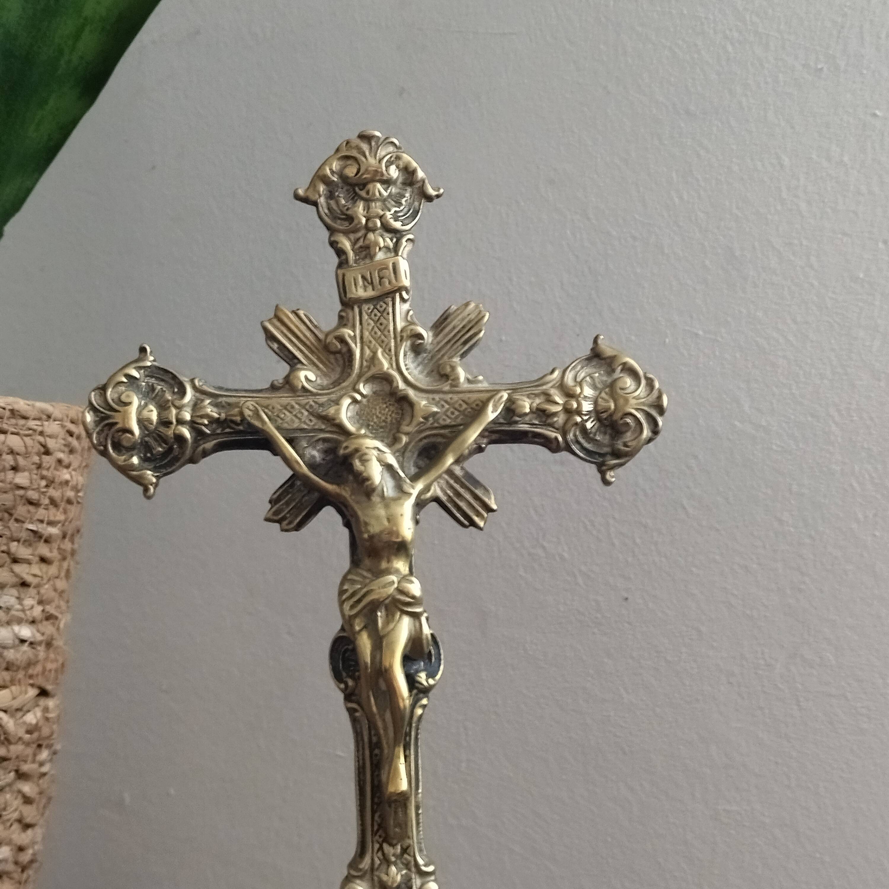Solid brass altar crucifix