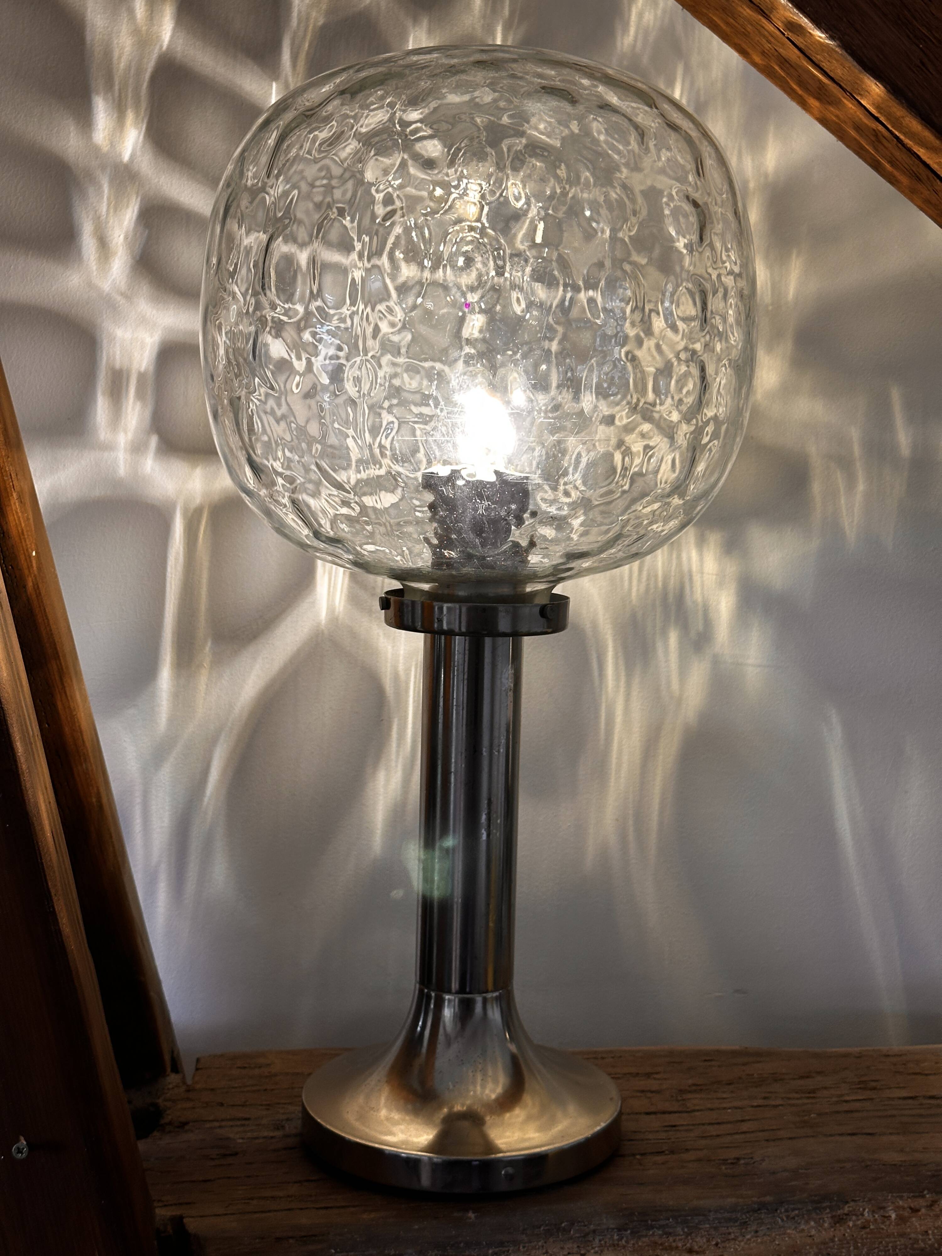 glass table lamp by Kombinat veb leuchtenbau - 1960s