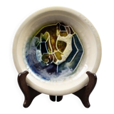 Accolay – glazed earthenware plate with abstract Cépamine decoration – 1970s