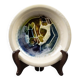 Accolay – glazed earthenware plate with abstract Cépamine decoration – 1970s