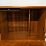 High sideboard, display cabinet and secretary, Scandinavian in teak, France around 1960.