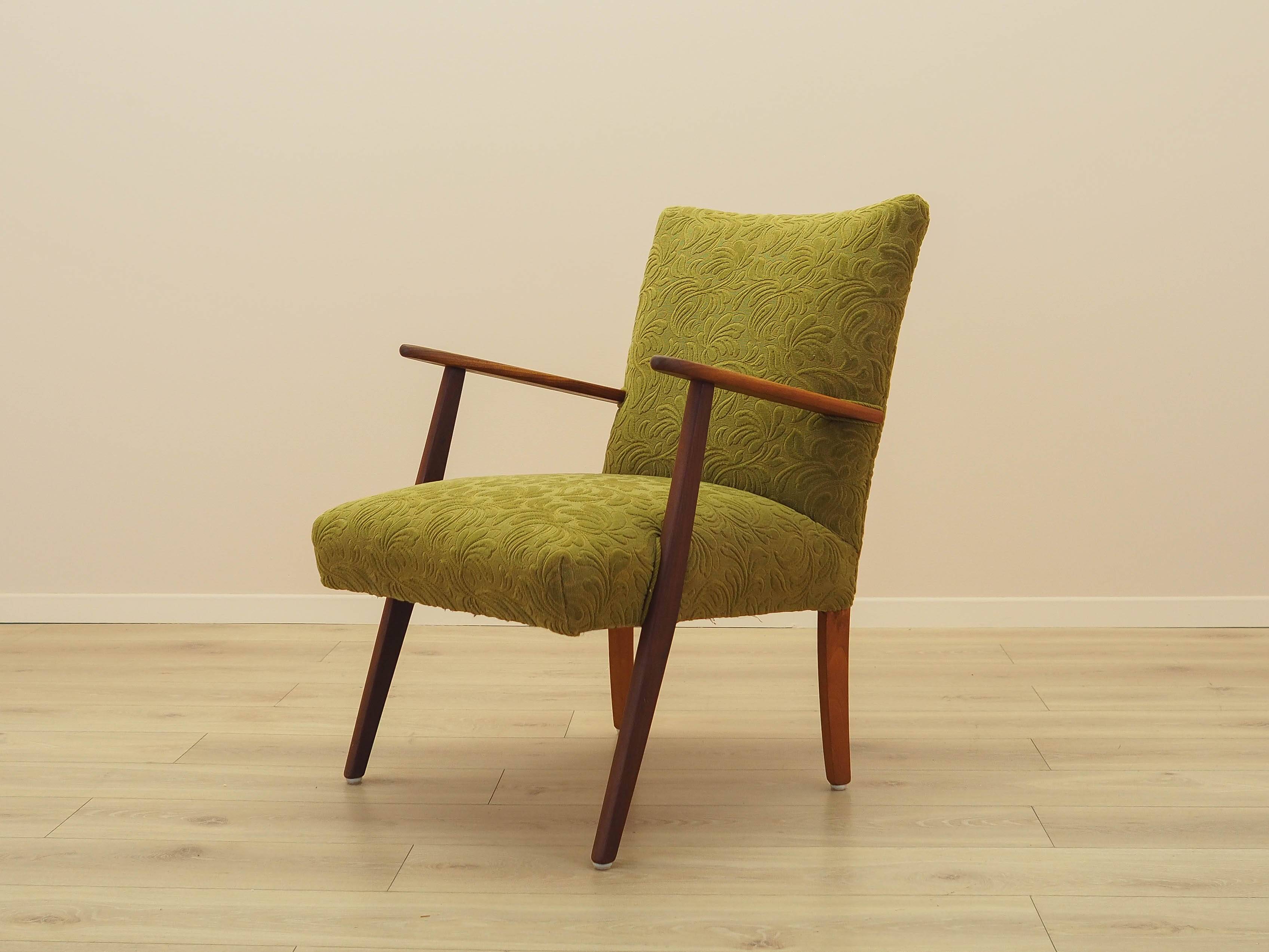 Green armchair, Danish design, 1960s, made in Denmark