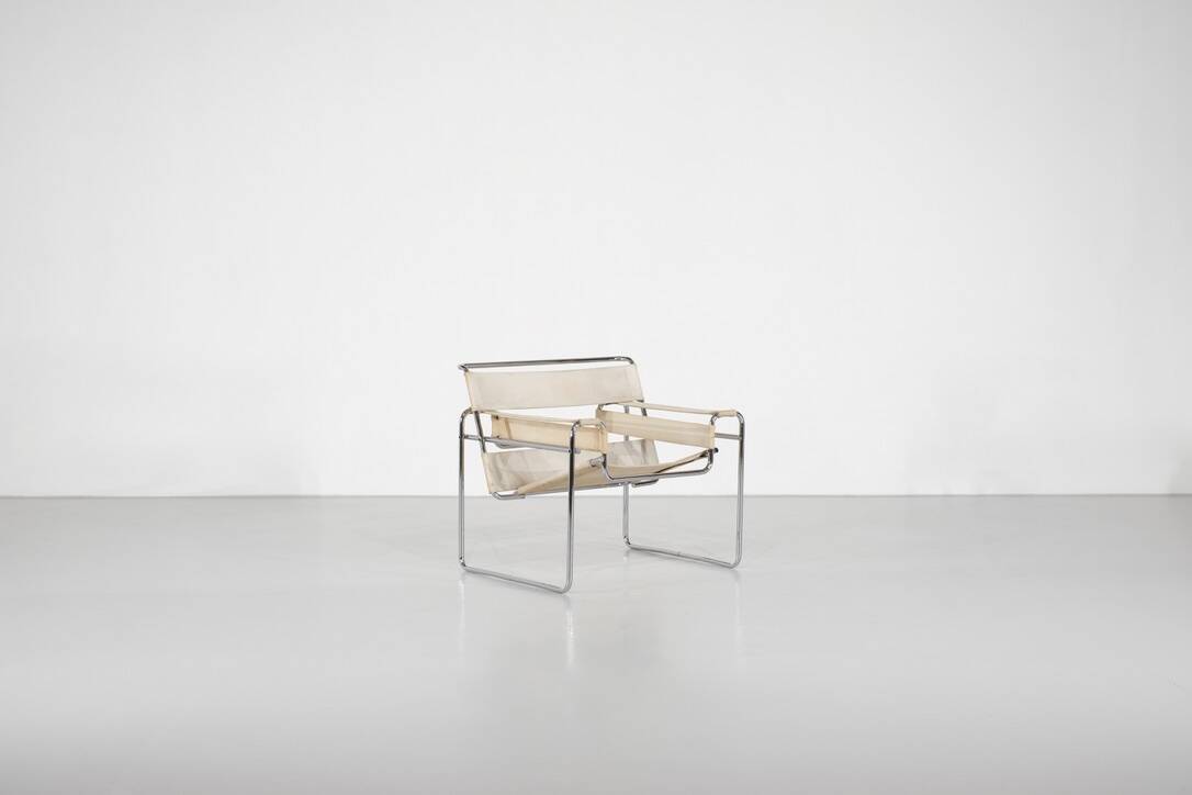 "B3 Wassily" armchair in fabric by Marcel Breuer for Gavina, 1925.