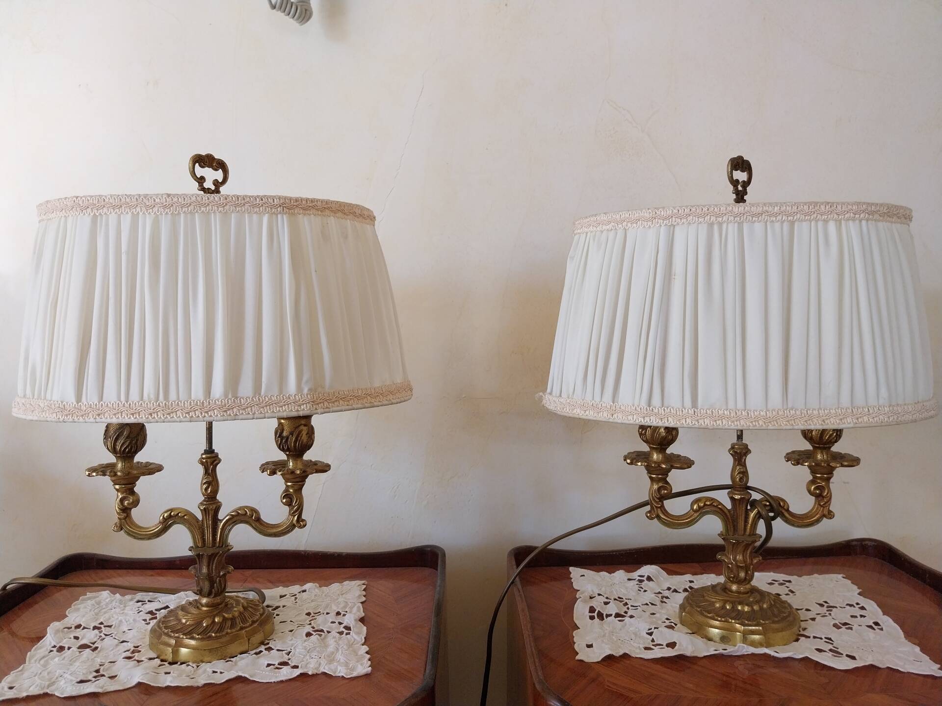 pair of hot water bottle lamps in gilded bronze in the Louis XV style