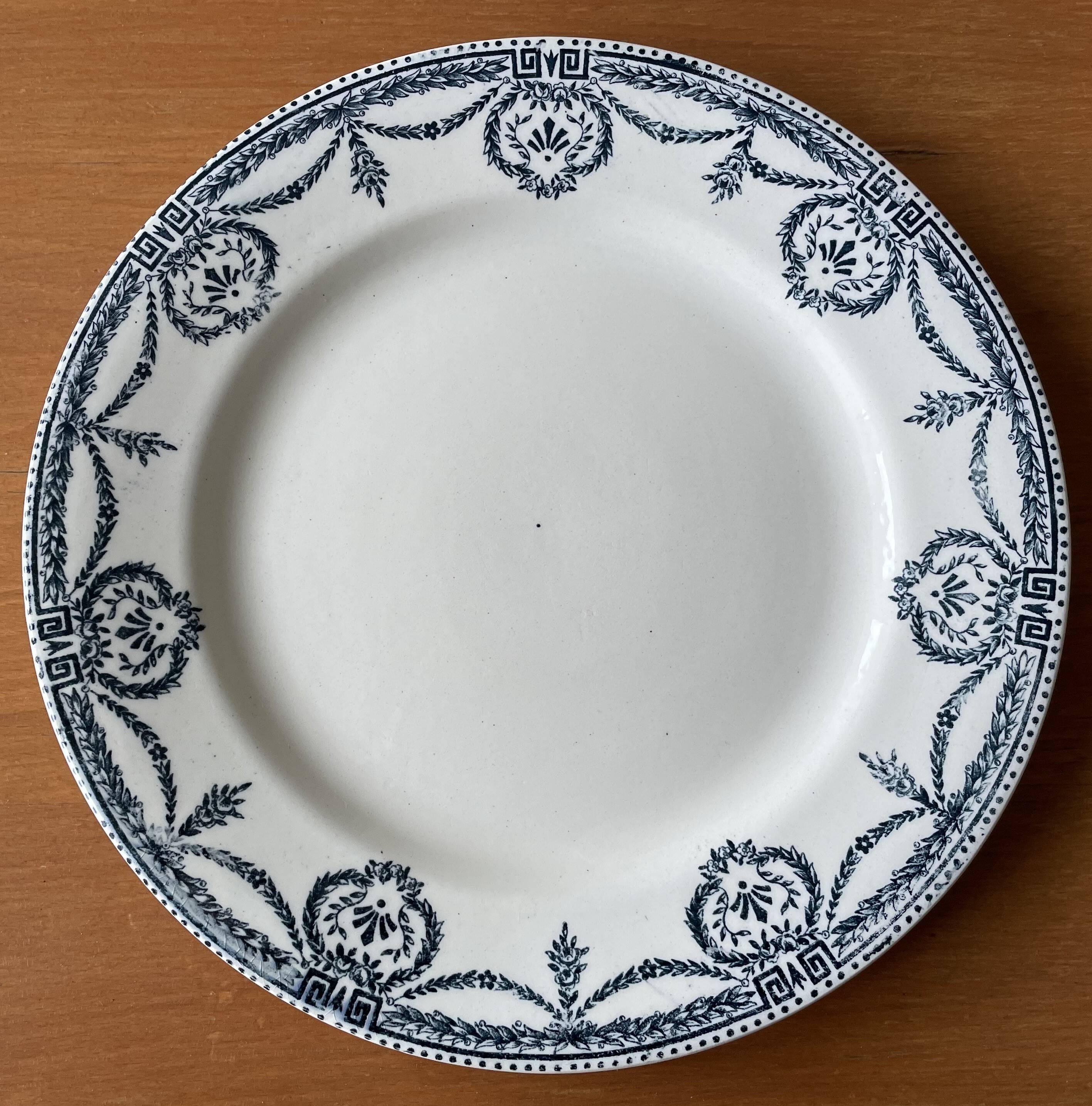 6 antique earthenware dinner plates from Salins-les-Bains (Jura)