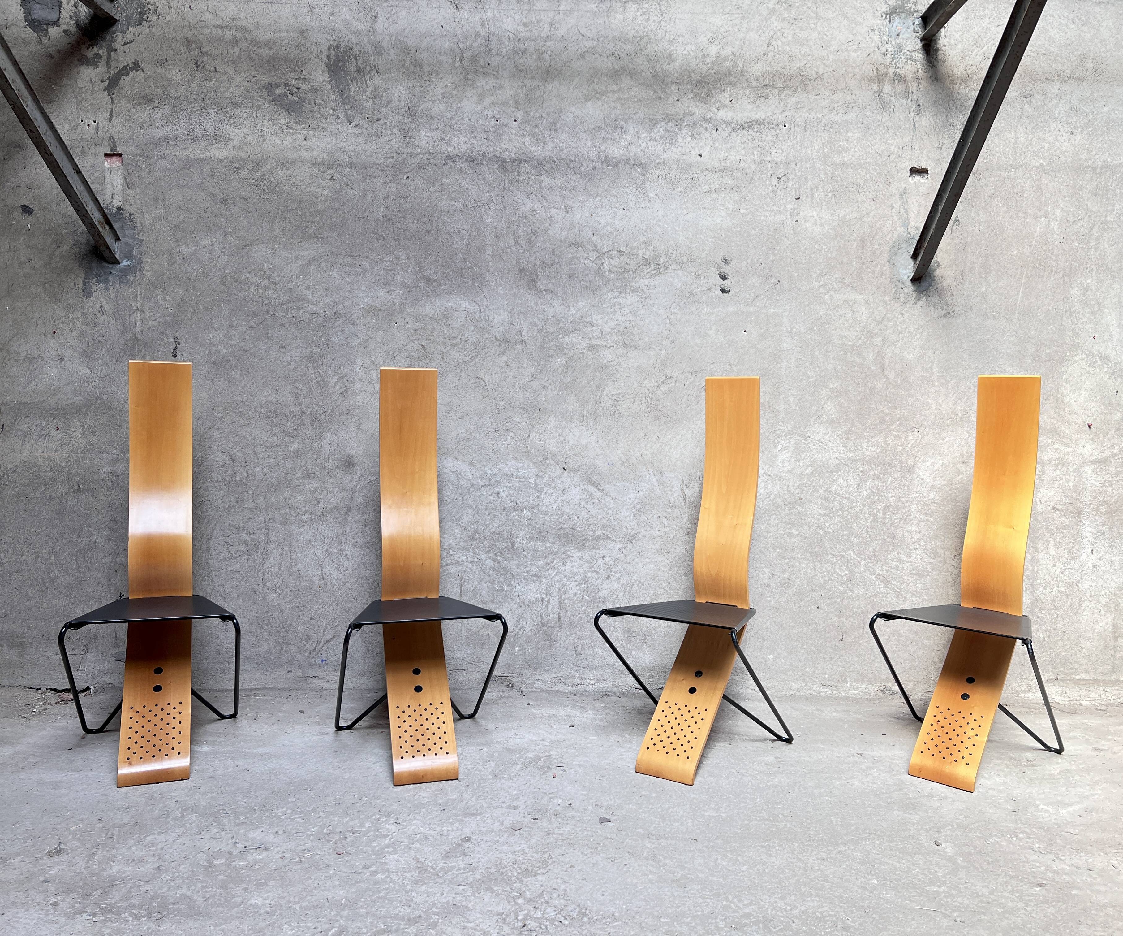 Series of 4 Chairs by Pietro Arosio for Airon 1980