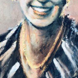 Tableau portrait de femme 1960 signé H.Golstein