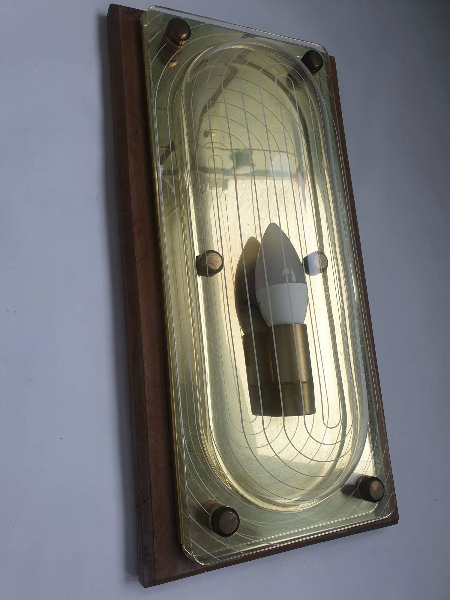 Large vintage wooden wall light