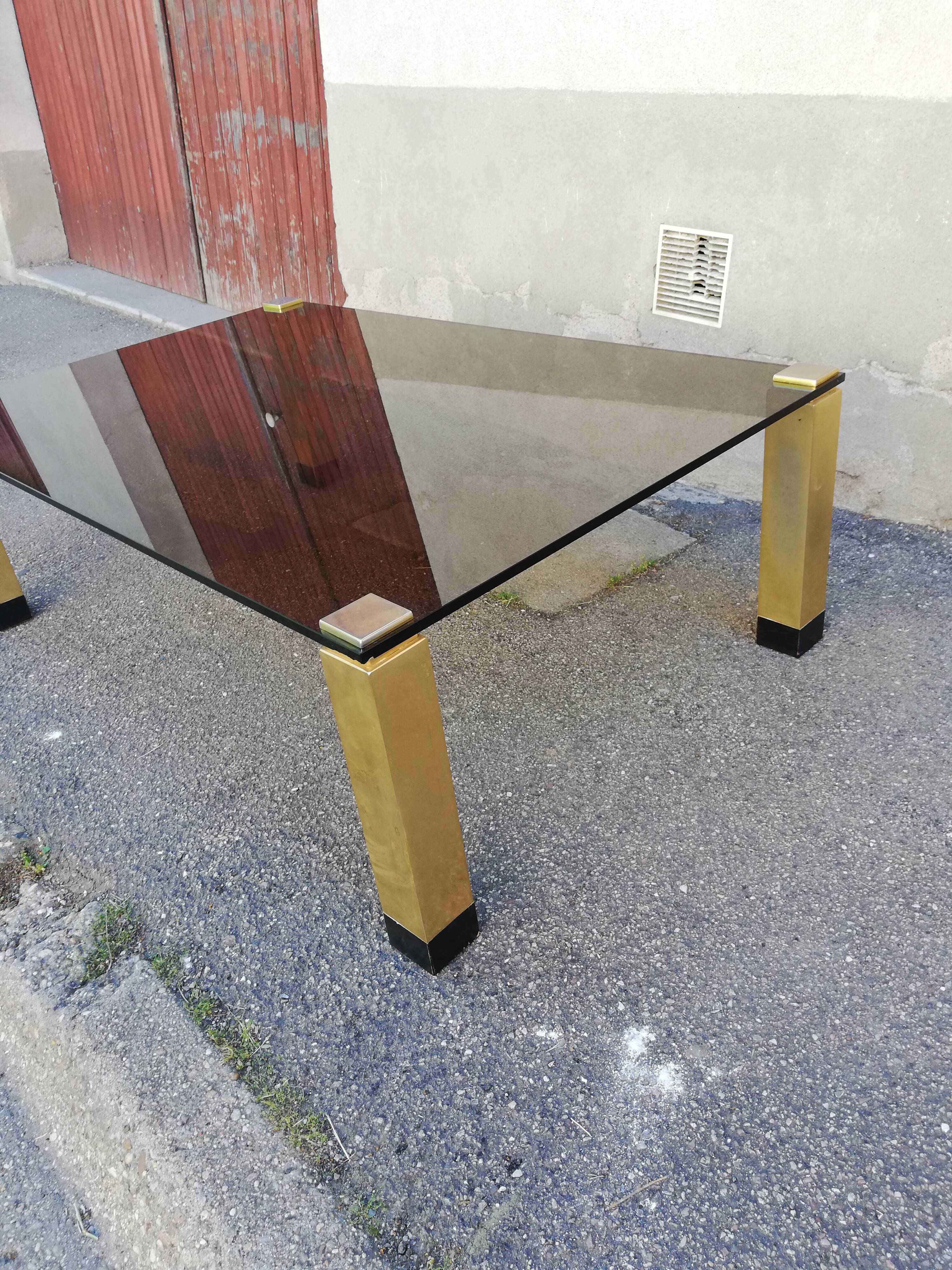Vintage coffee table smoked glass and golden feet