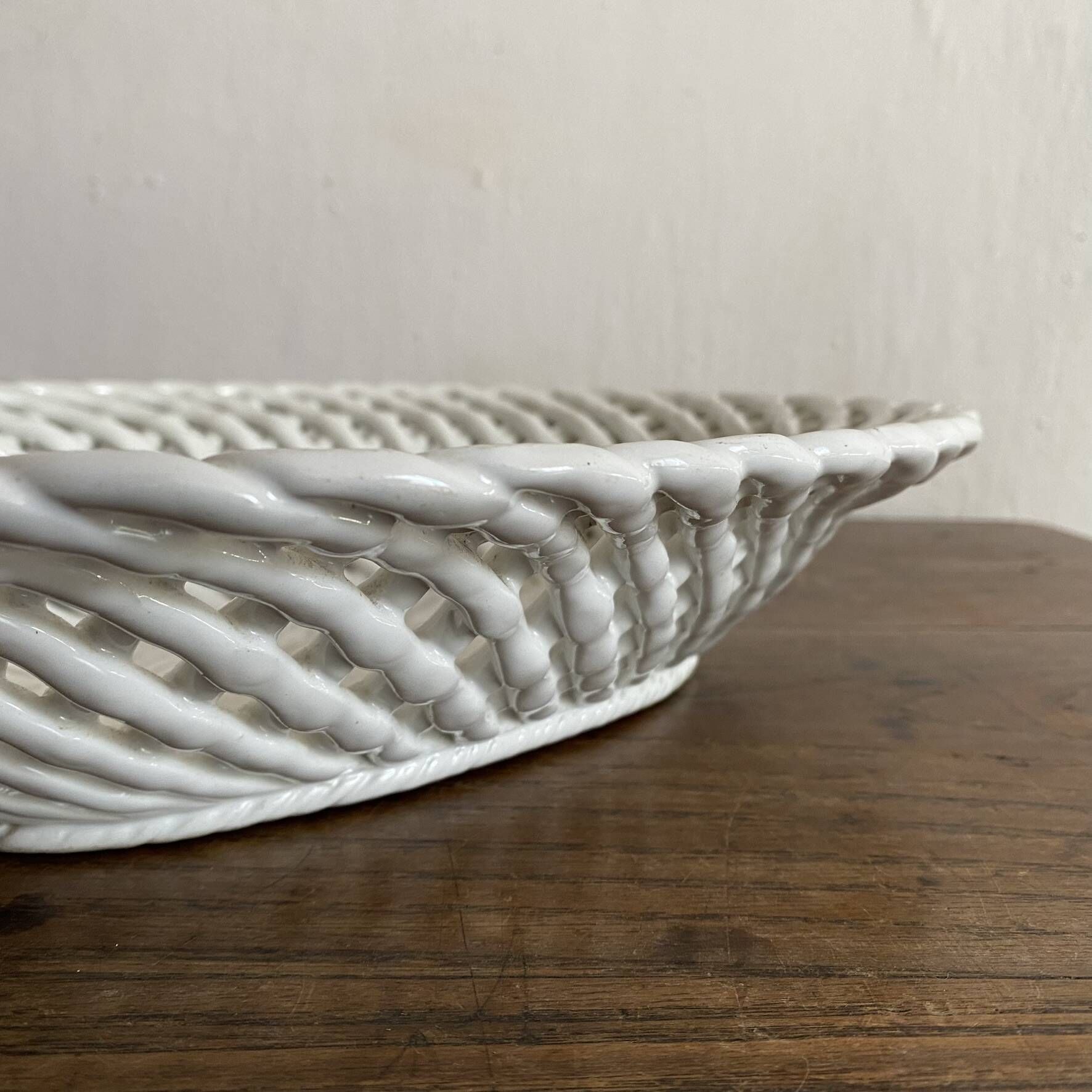 Bread basket or woven ceramic fruit bowl Italy