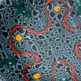 Ceramic dish 60-70 Poet Laval Modernist abstract décor