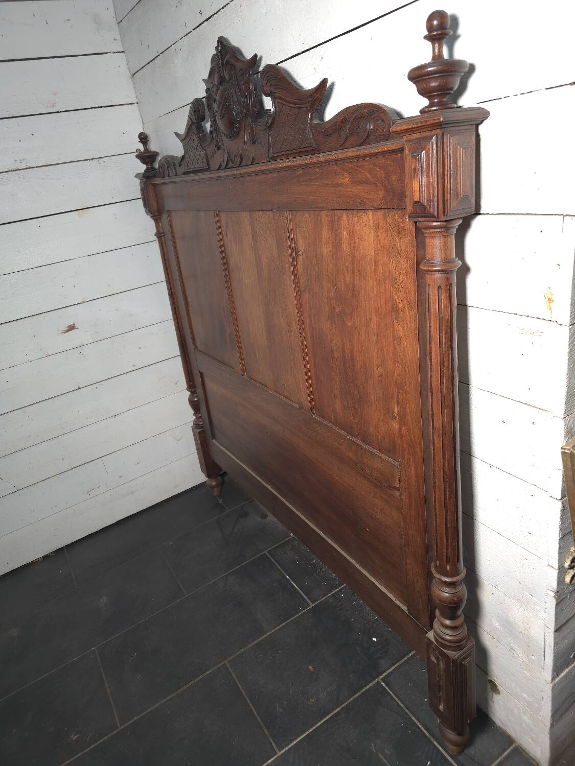 Carved beech headboard