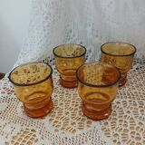 4 verres ambrés vintages