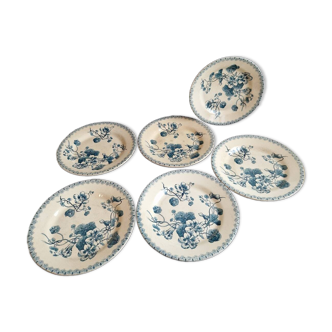 6 assiettes plates en terre de fer Gien modèle Capucines