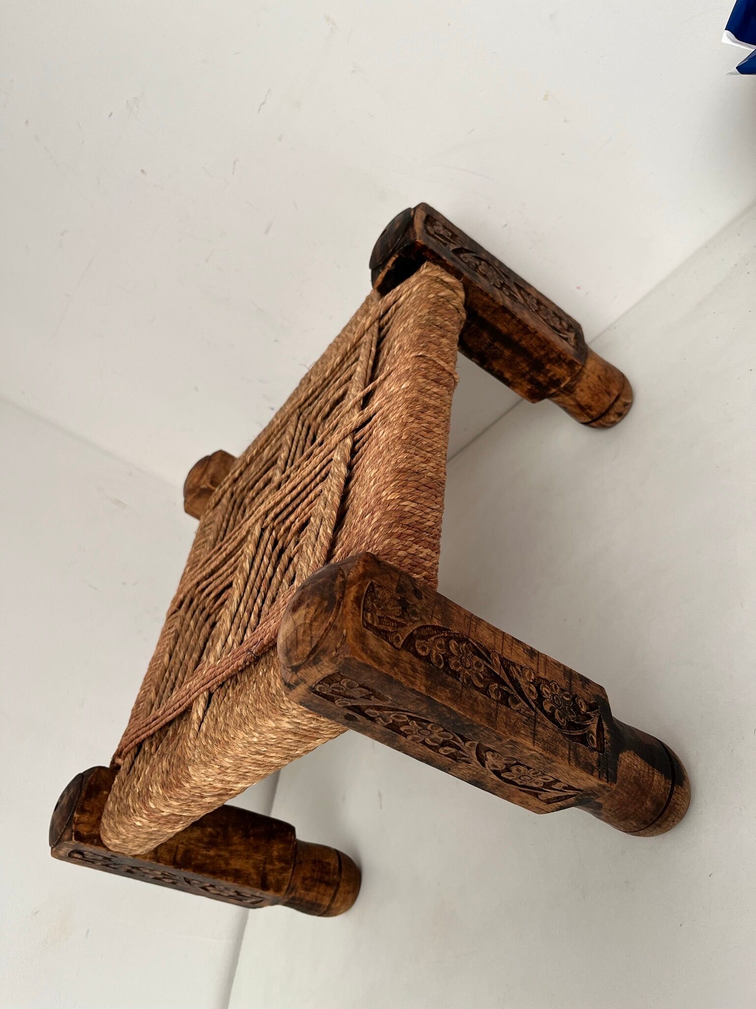 Woven wood stool 70s