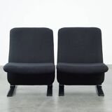Set of 2 black vintage design armchairs