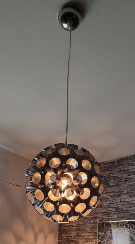 Space-age aluminum pendant light