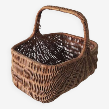 Old Rectangular Dark Wicker Basket