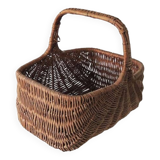 Old Rectangular Dark Wicker Basket