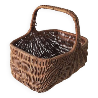 Old Rectangular Dark Wicker Basket