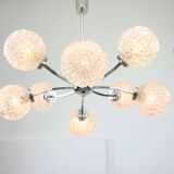 Mid-century Italian 8-Arm Chrome and Crystal Chandelier, 1960s