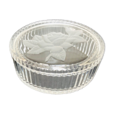 Oval glass box with pink engraved decoration