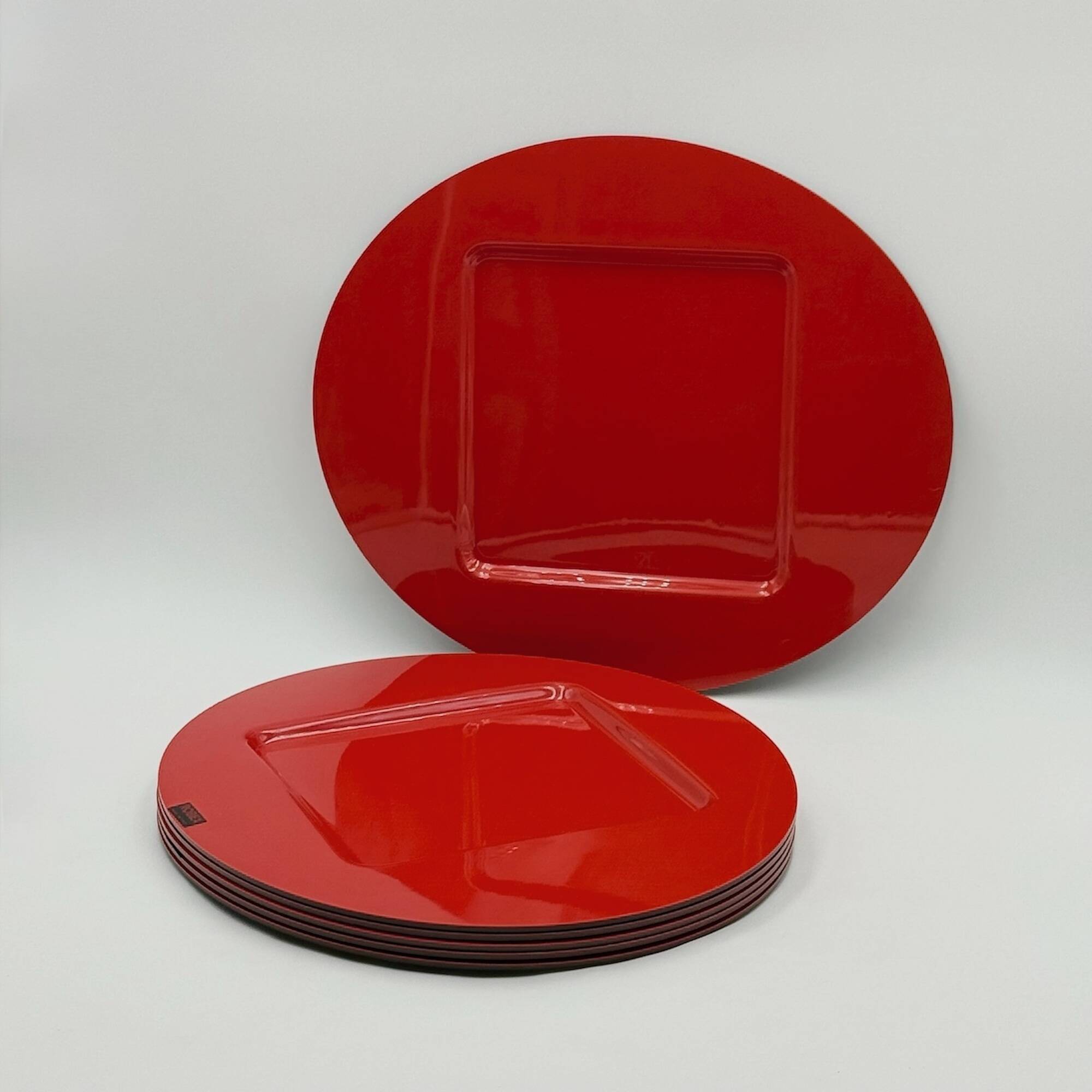 Set de 6 grands sets de table rouges en plastique Robex Italie années 70