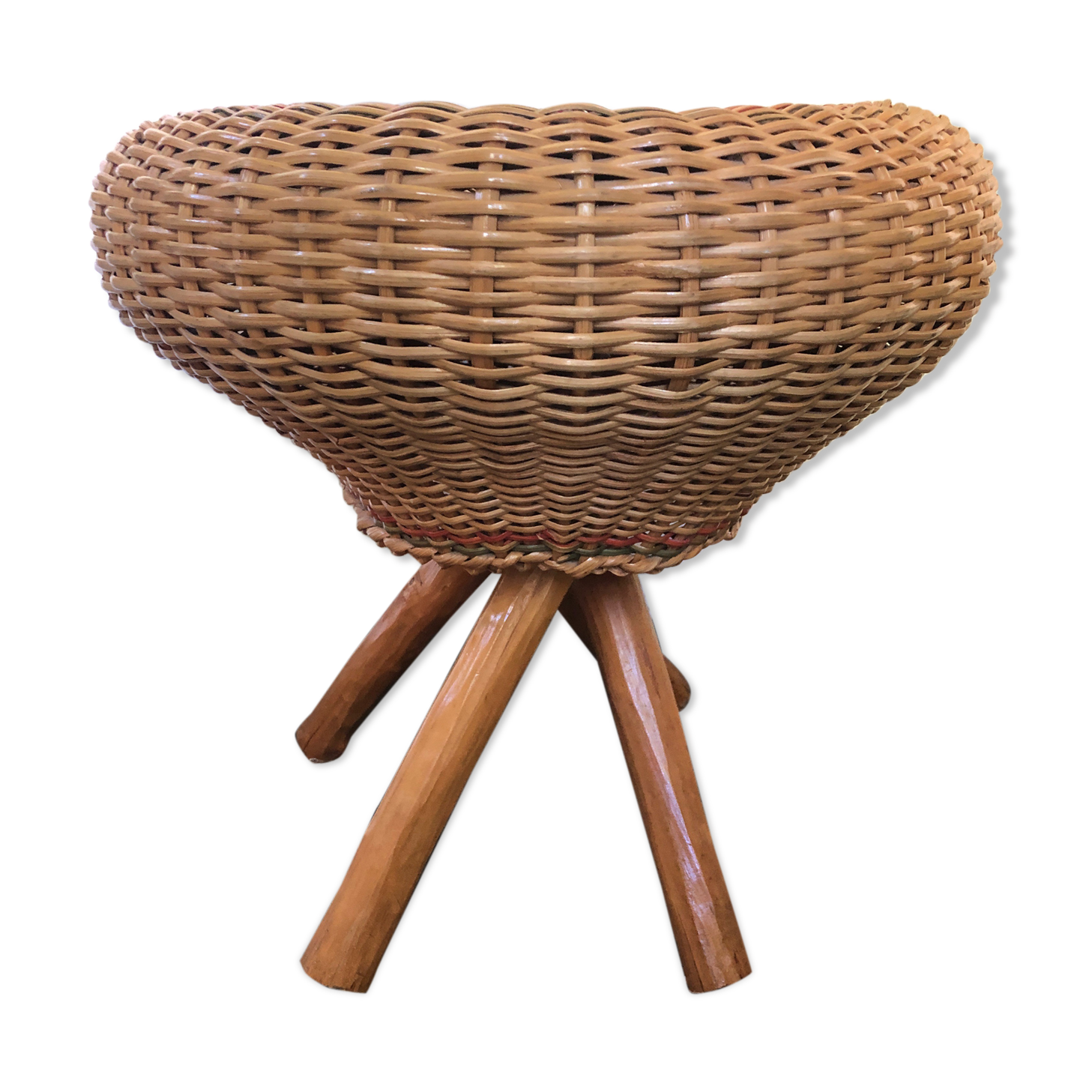 Old 60s rattan stool