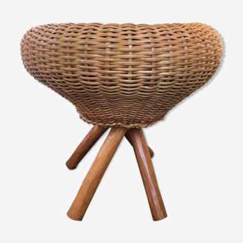 Old 60s rattan stool